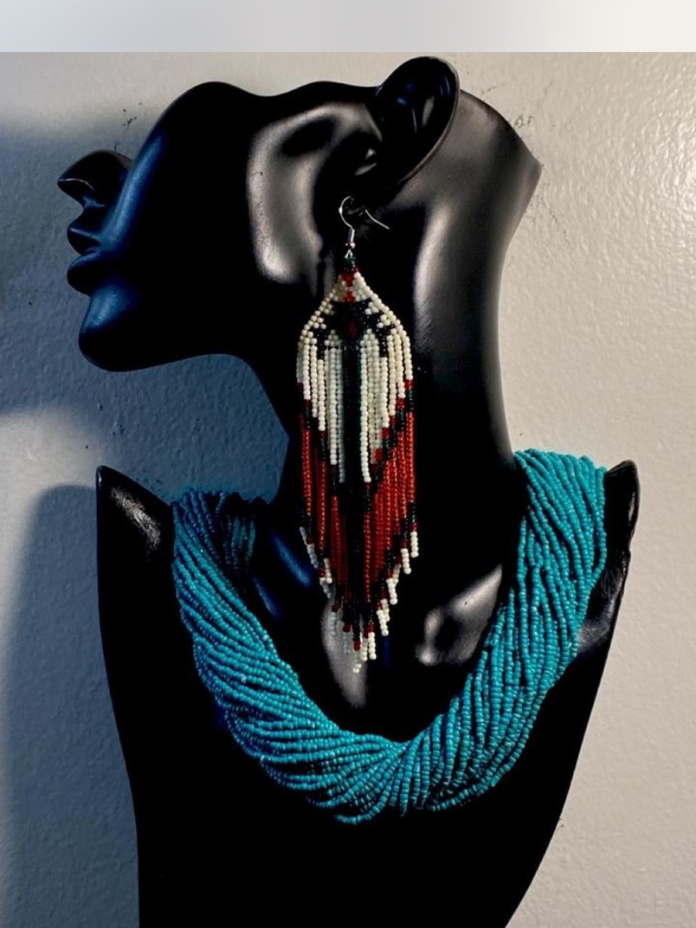 Custom *** Southwestern ^^^  Necklace / Beaded Fringe Earrings *** Turquoise *